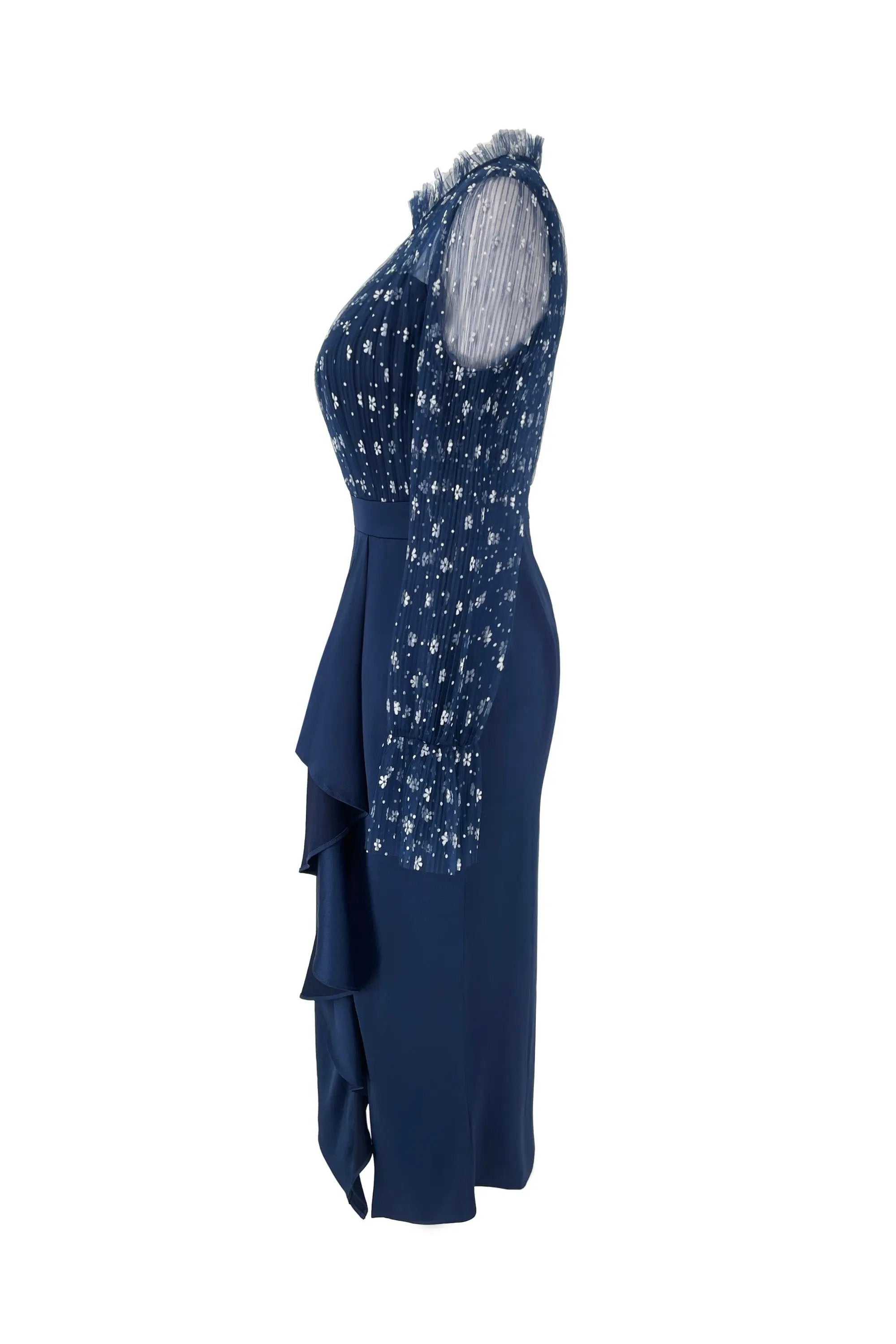 Blue dress, spring and autumn new style, elegant women's clothing, high-end banquet light dress, fishtail wrapped buttocks long skirt ULA